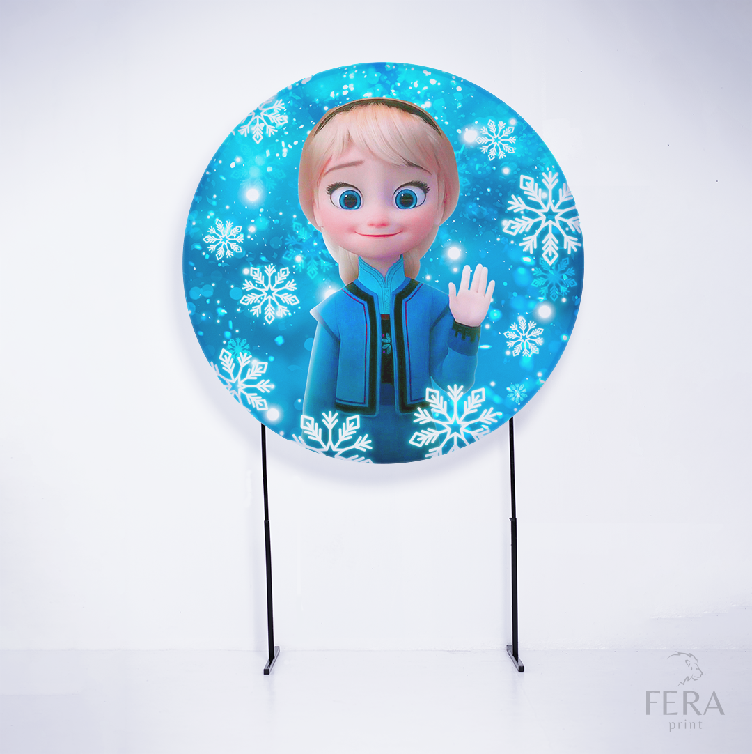 Painel Redondo Princesa do Gelo Azul Sublimado