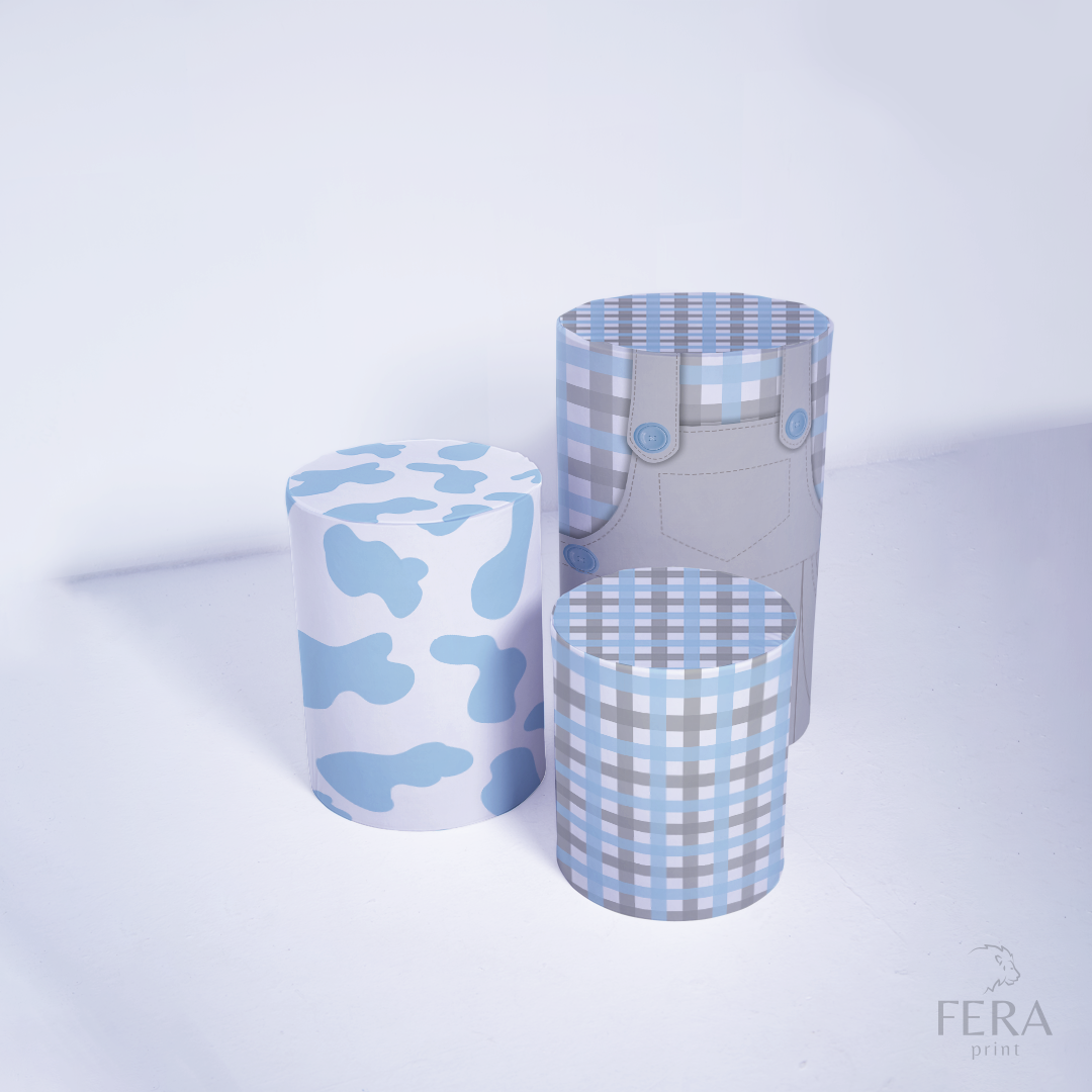 Kit Capa Cilindros + Capa Painel Fazendinha Azul Sublimado