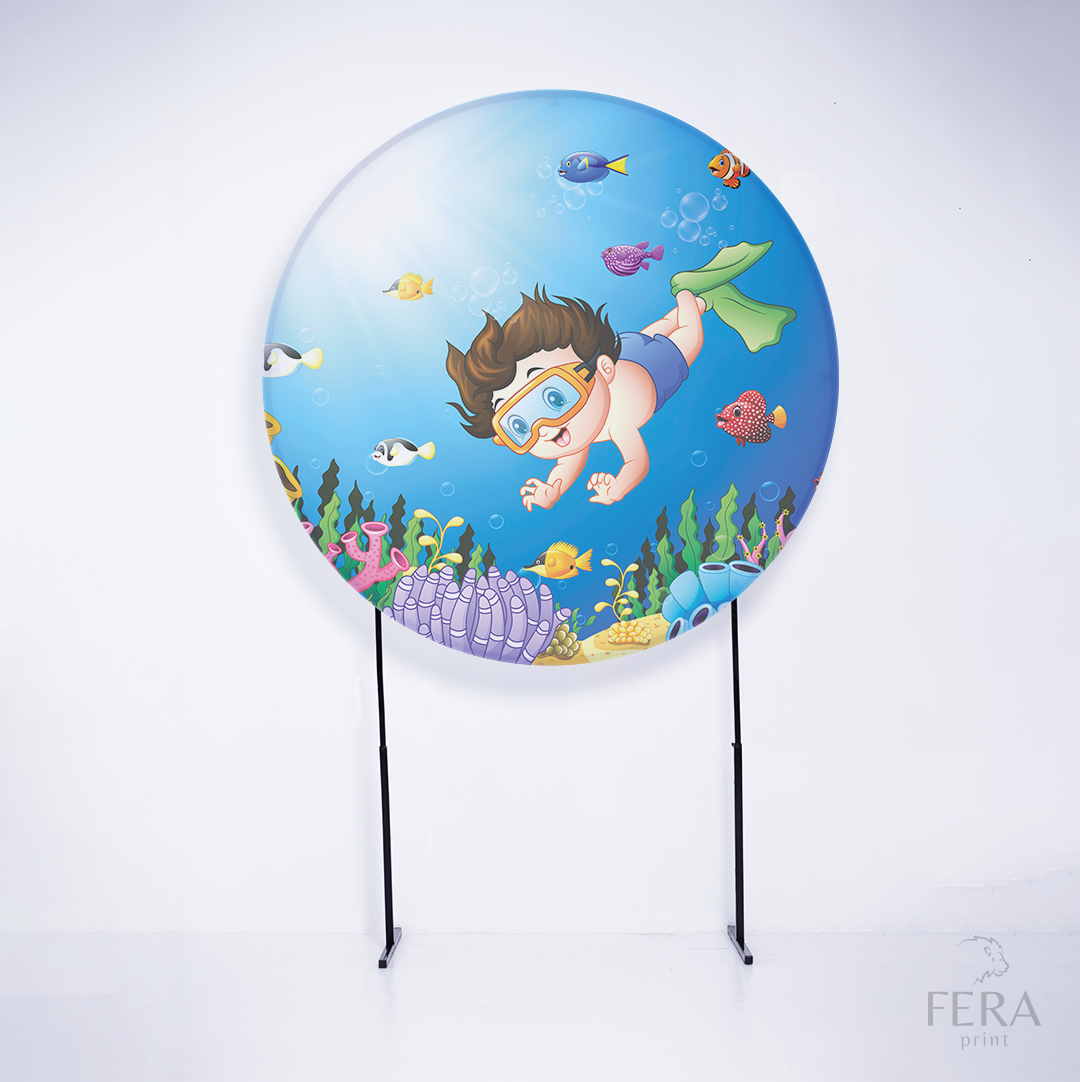 Painel Redondo Fundo do Mar Sublimado