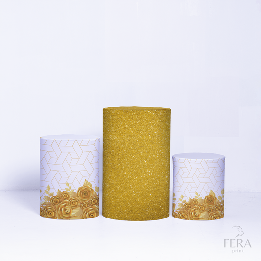 Trio Capa Cilindro Floral Roxo c/ Elástico
