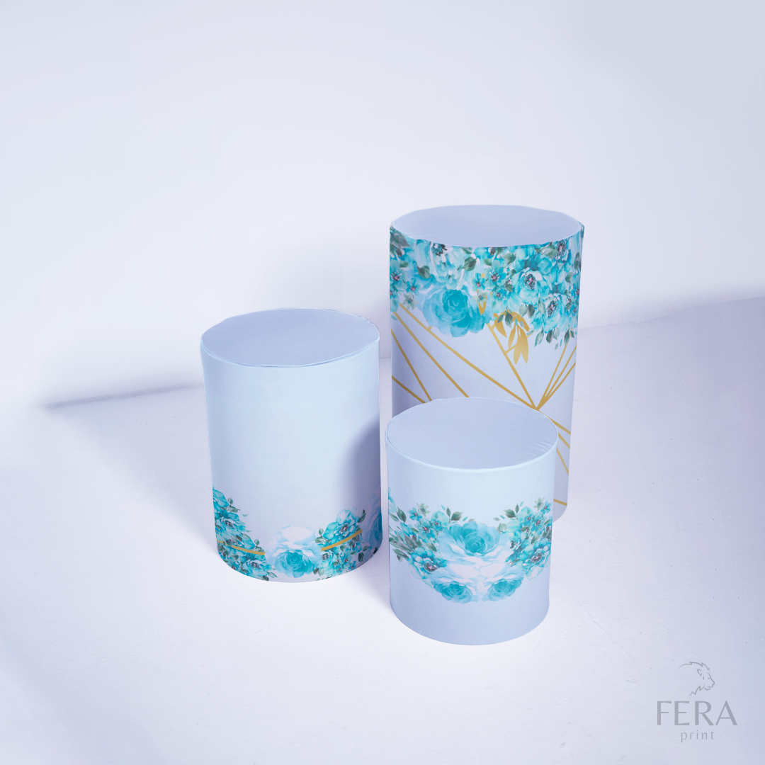 Kit Capa Cilindros + Capa Painel Floral Turquesa Sublimado