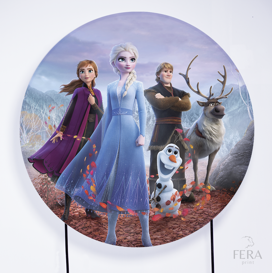 Painel Redondo Princesas do Gelo Filme Sublimado