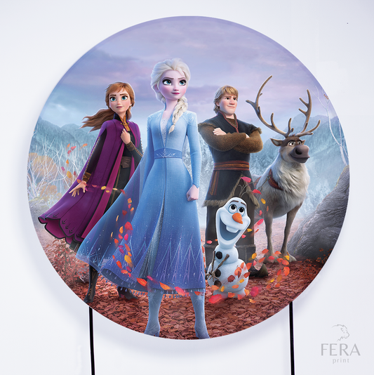 Painel Redondo Princesas do Gelo Filme Sublimado
