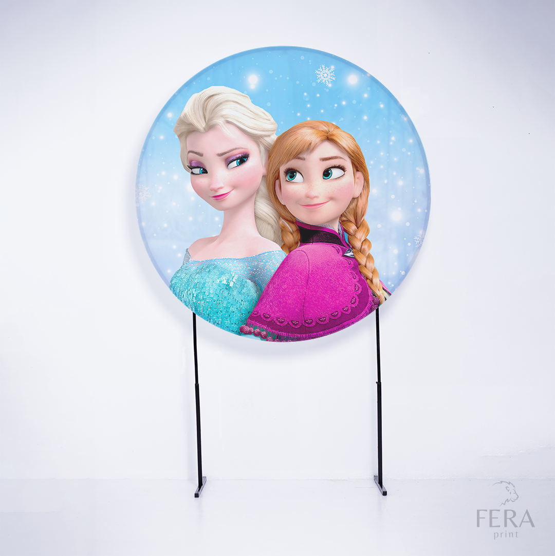 Painel Redondo Princesas do Gelo Filme Sublimado