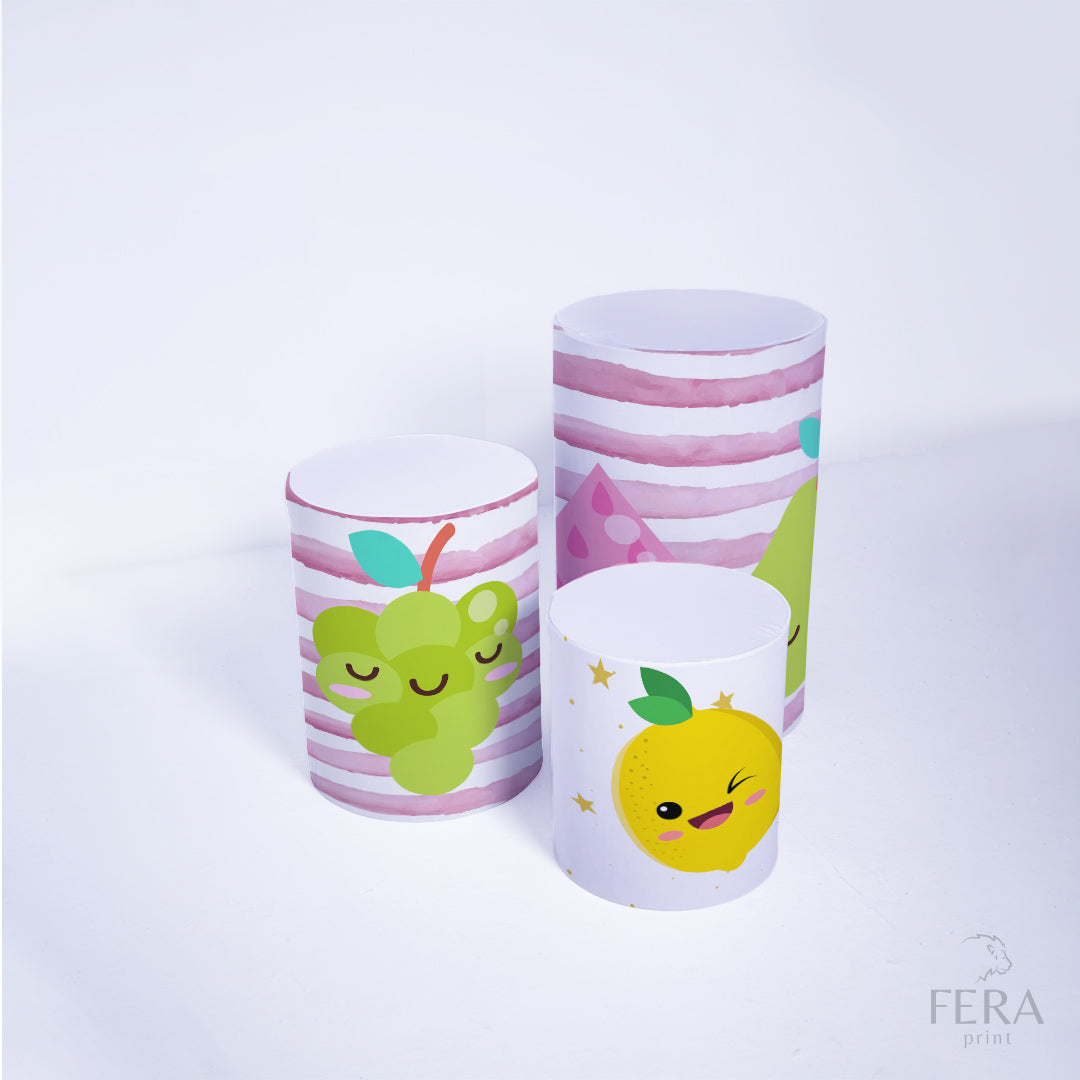Trio Capa Cilindro Frutas c/ Elástico