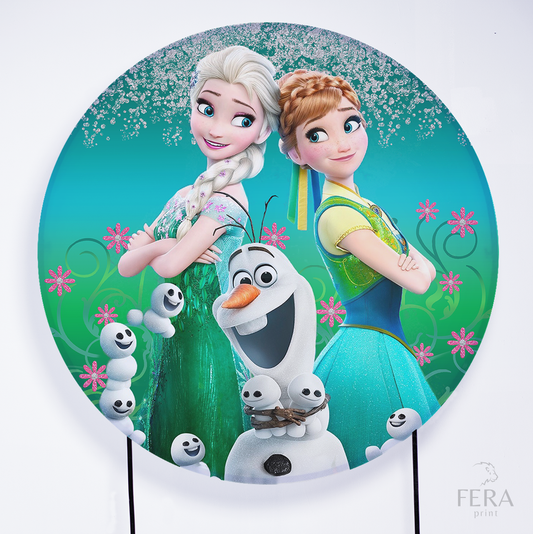 Painel Redondo Princesas do Gelo Filme Sublimado