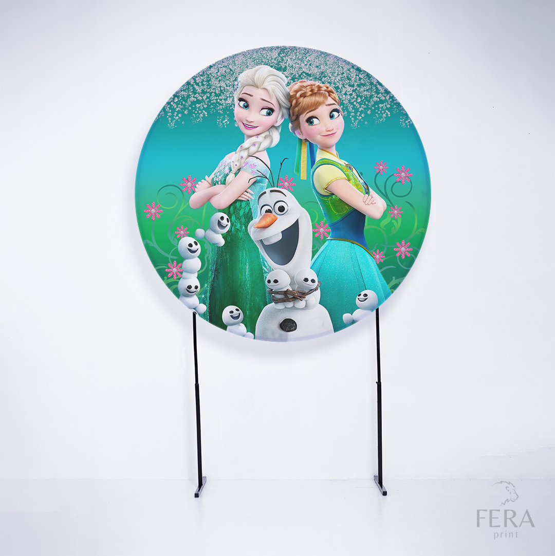 Painel Redondo Princesas do Gelo Filme Sublimado