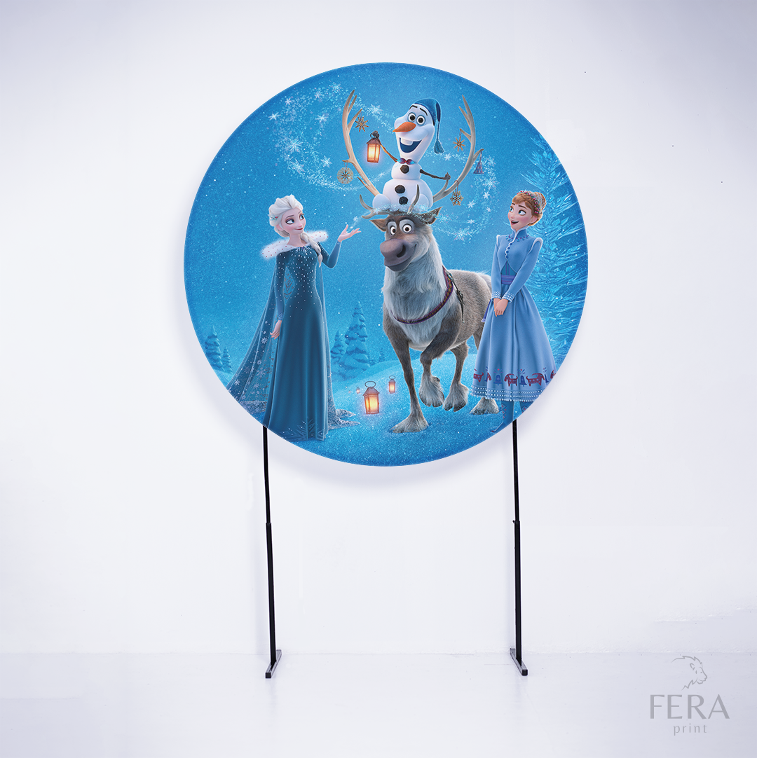 Painel Redondo Princesas do Gelo Filme Sublimado