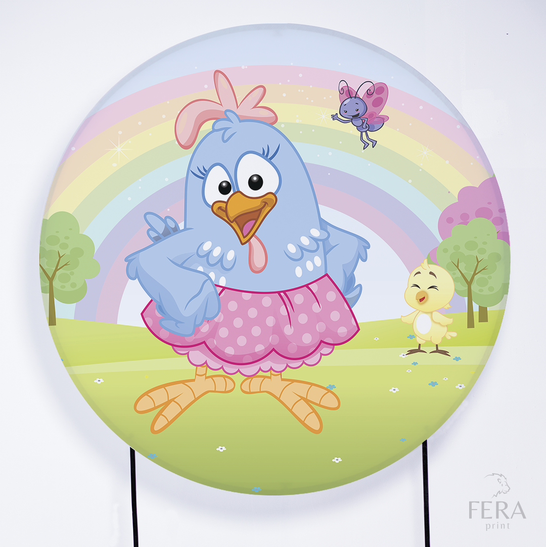 Painel Redondo Galinha Campo Sublimado