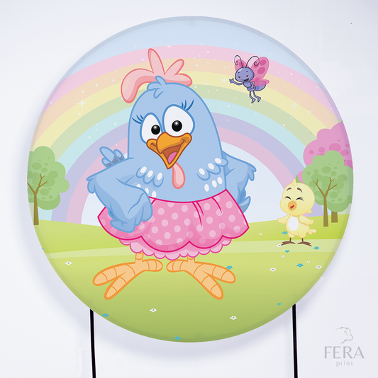 Painel Redondo Galinha Campo Sublimado