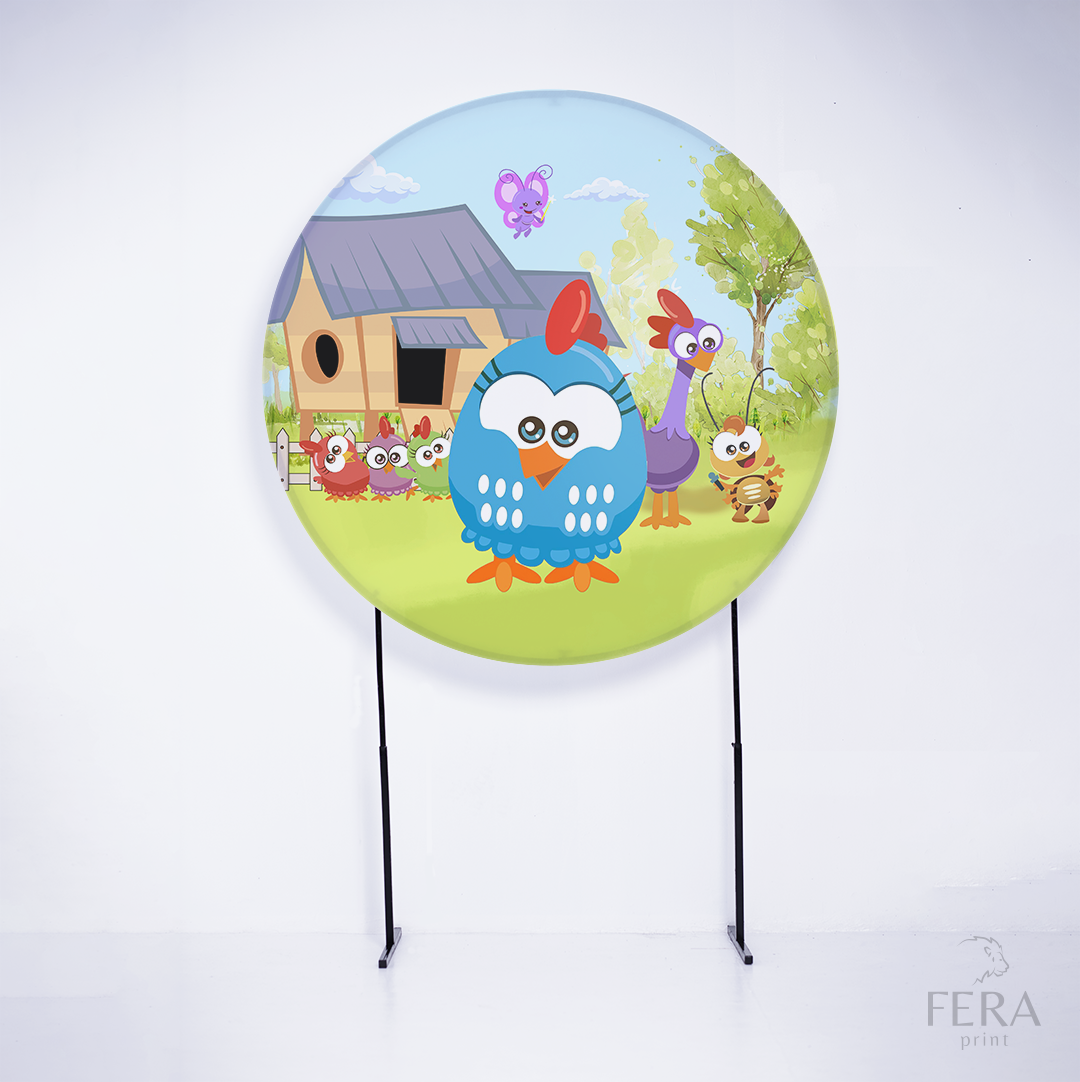 Painel Redondo Galinha Fazenda Sublimado