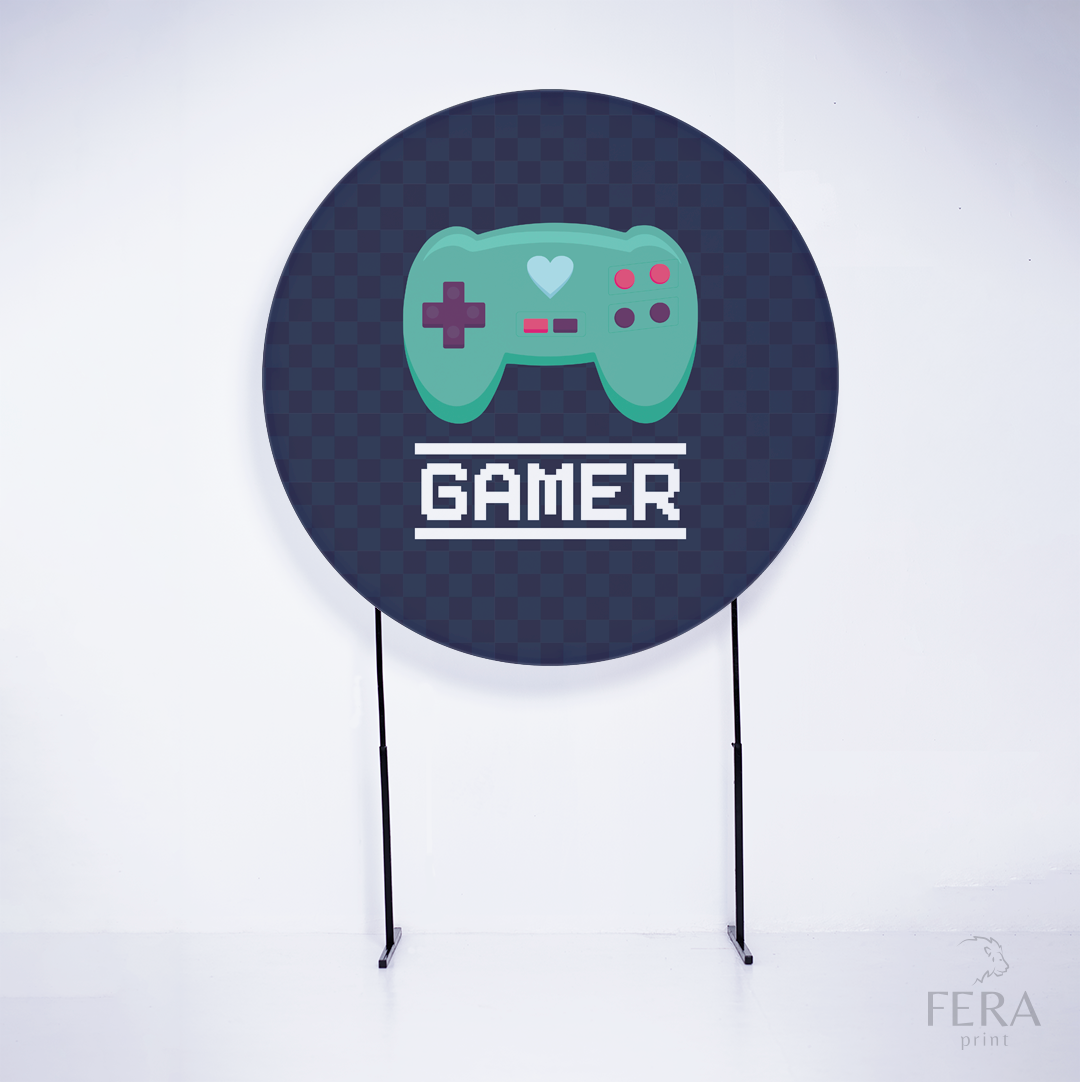 Painel Redondo Game Personagens Preto Sublimado