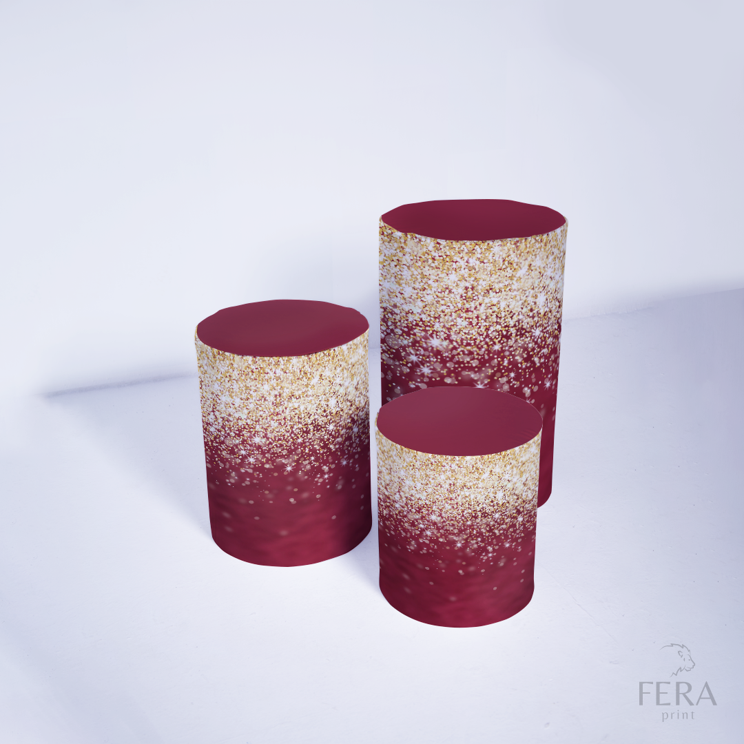 Trio Capa Cilindro Glitter Bordô c/ Elástico