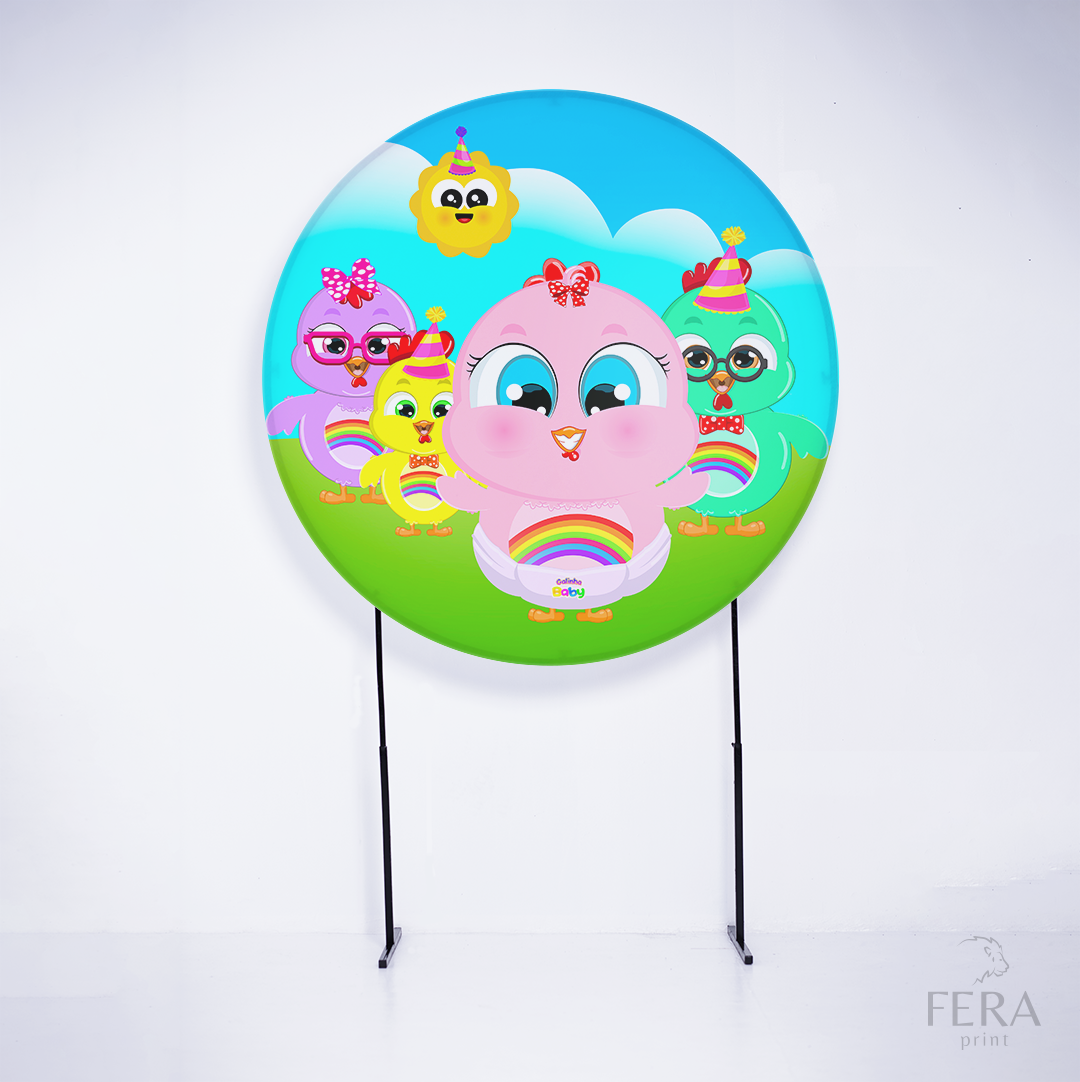 Painel Redondo Galinha Cut Sublimado