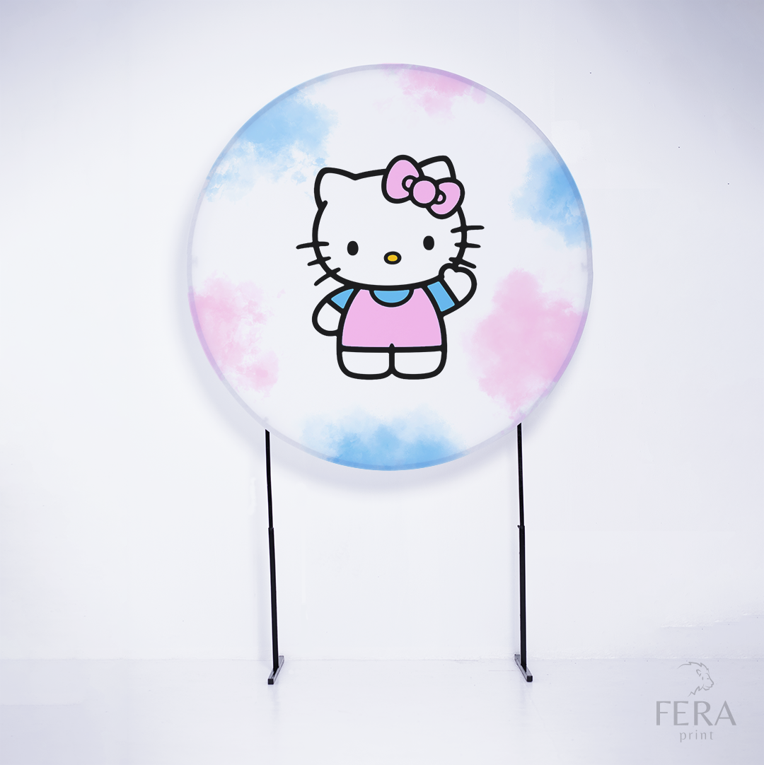 Painel Redondo Oi Gatinha Rosa Sublimado