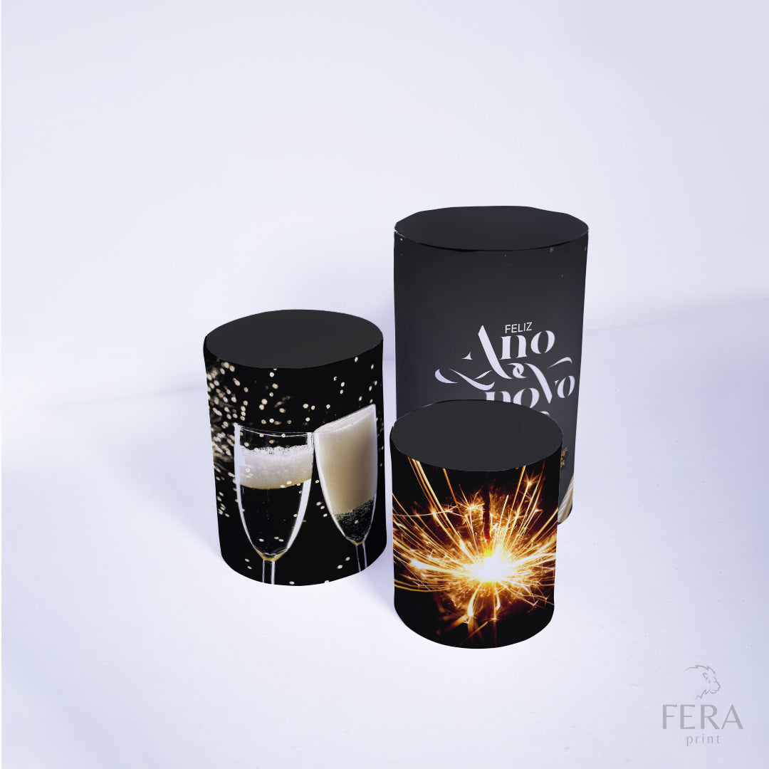 Kit Capa Cilindros + Capa Painel Ano Novo Preto Sublimado