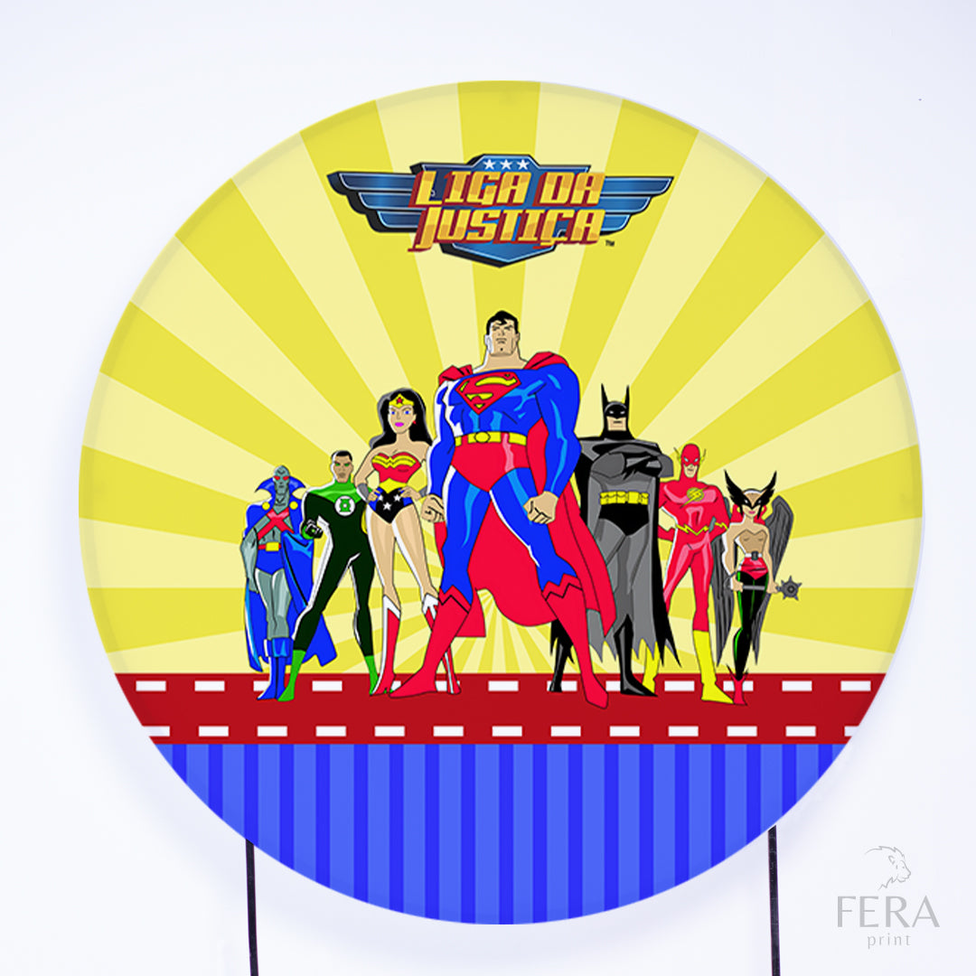 Painel Redondo Heróis da Justiça Desenho Sublimado