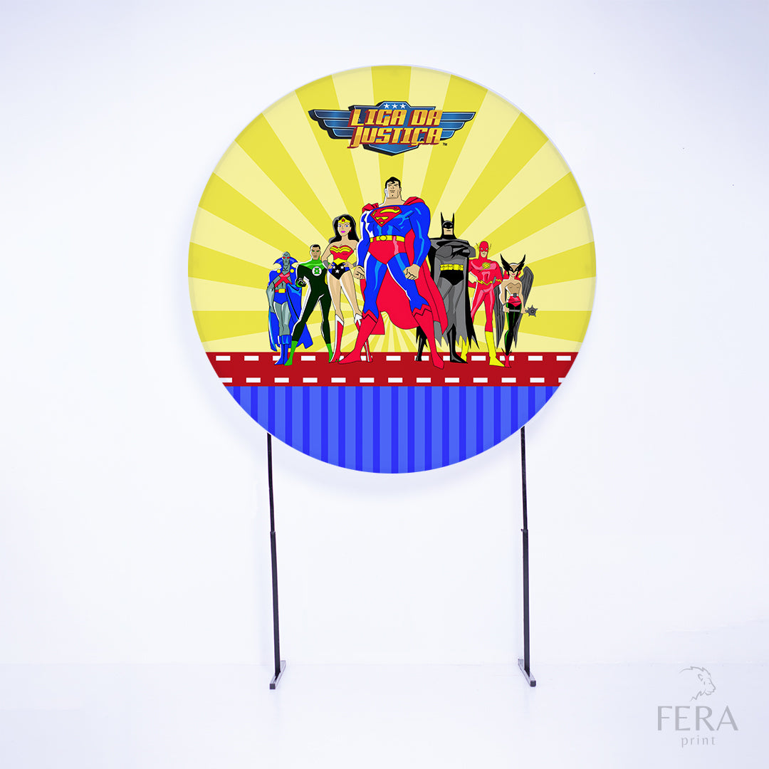 Painel Redondo Heróis da Justiça Desenho Sublimado