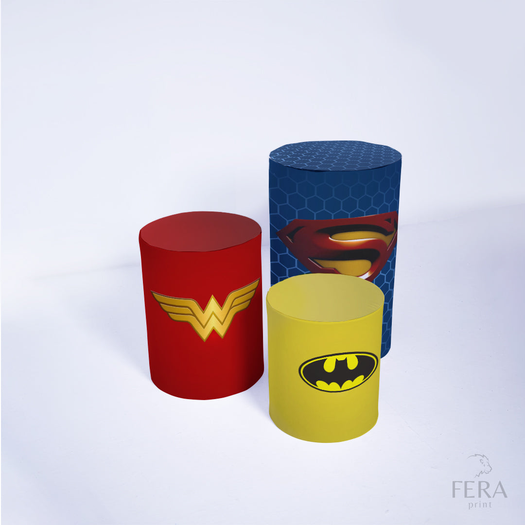 Kit Capa Cilindros + Capa Painel Heróis da Justiça Sublimado