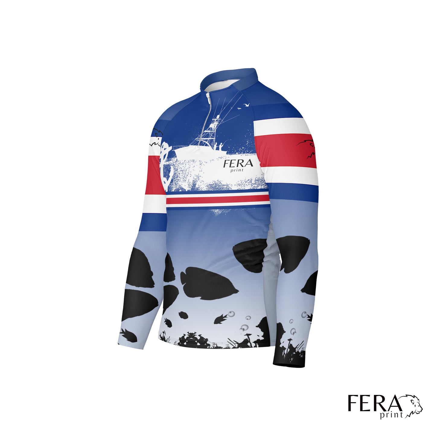 Camiseta de Pesca Manga Longa com Zíper
