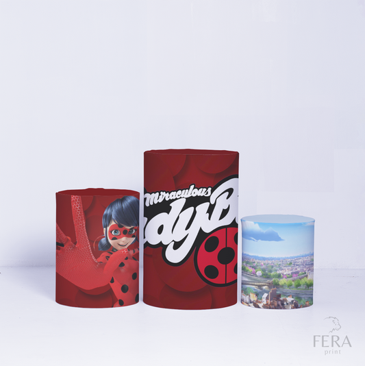 Trio Capa Cilindro Heroína Joaninha c/ Elástico