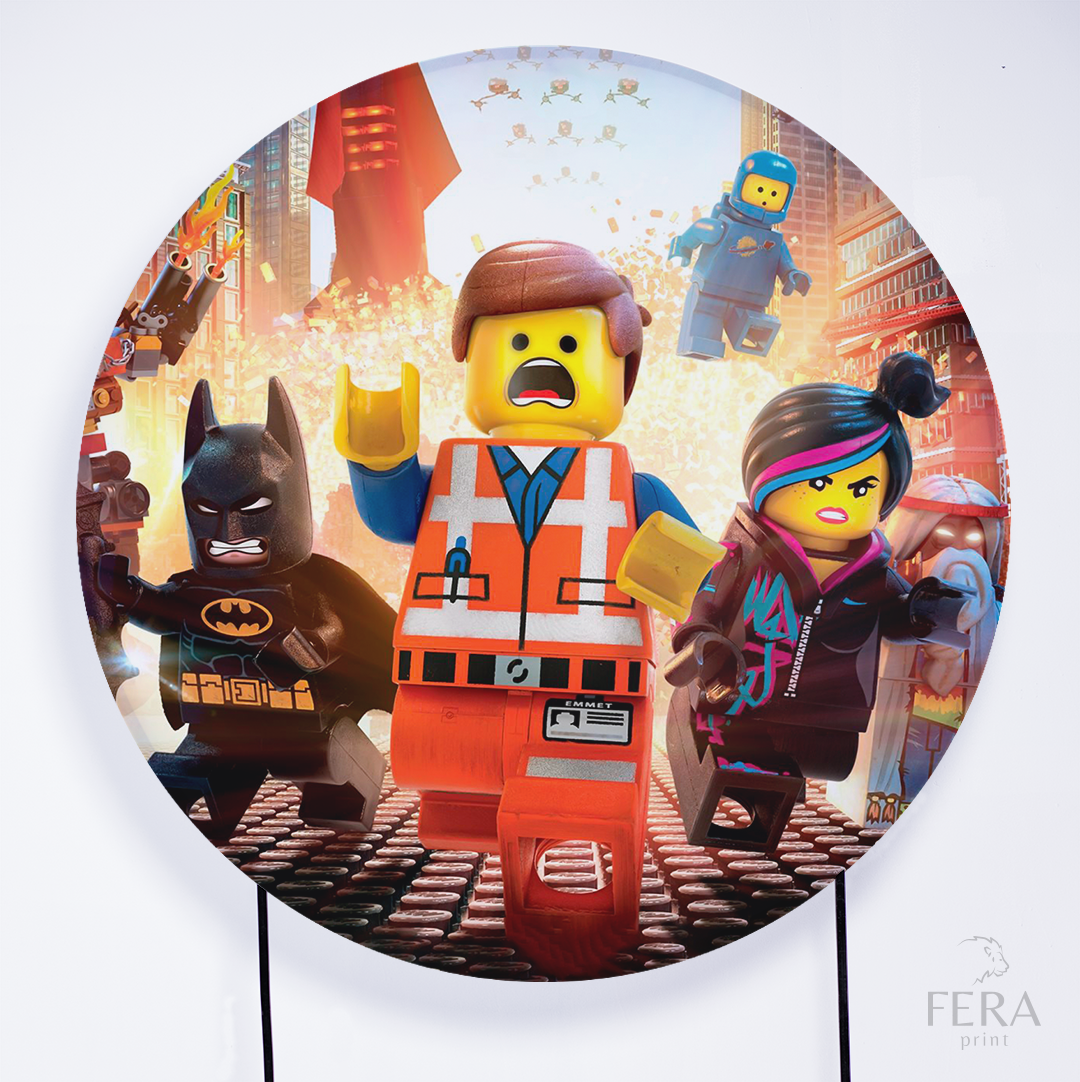 Painel Redondo Heróis Lego Sublimado