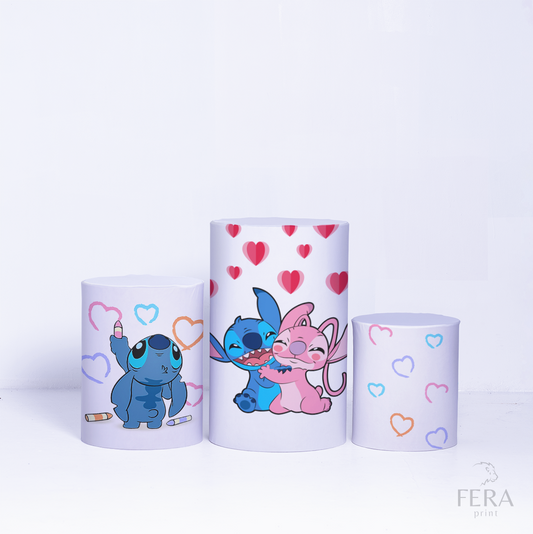 Trio Capa Cilindro Lilo Coração  c/ Elástico
