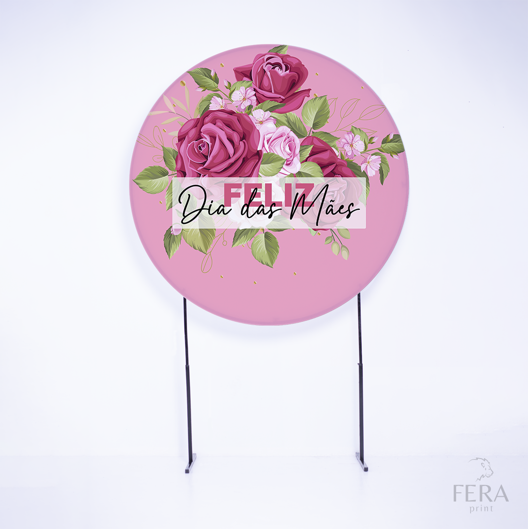 Painel Redondo Dia das Mães Rosa Sublimado