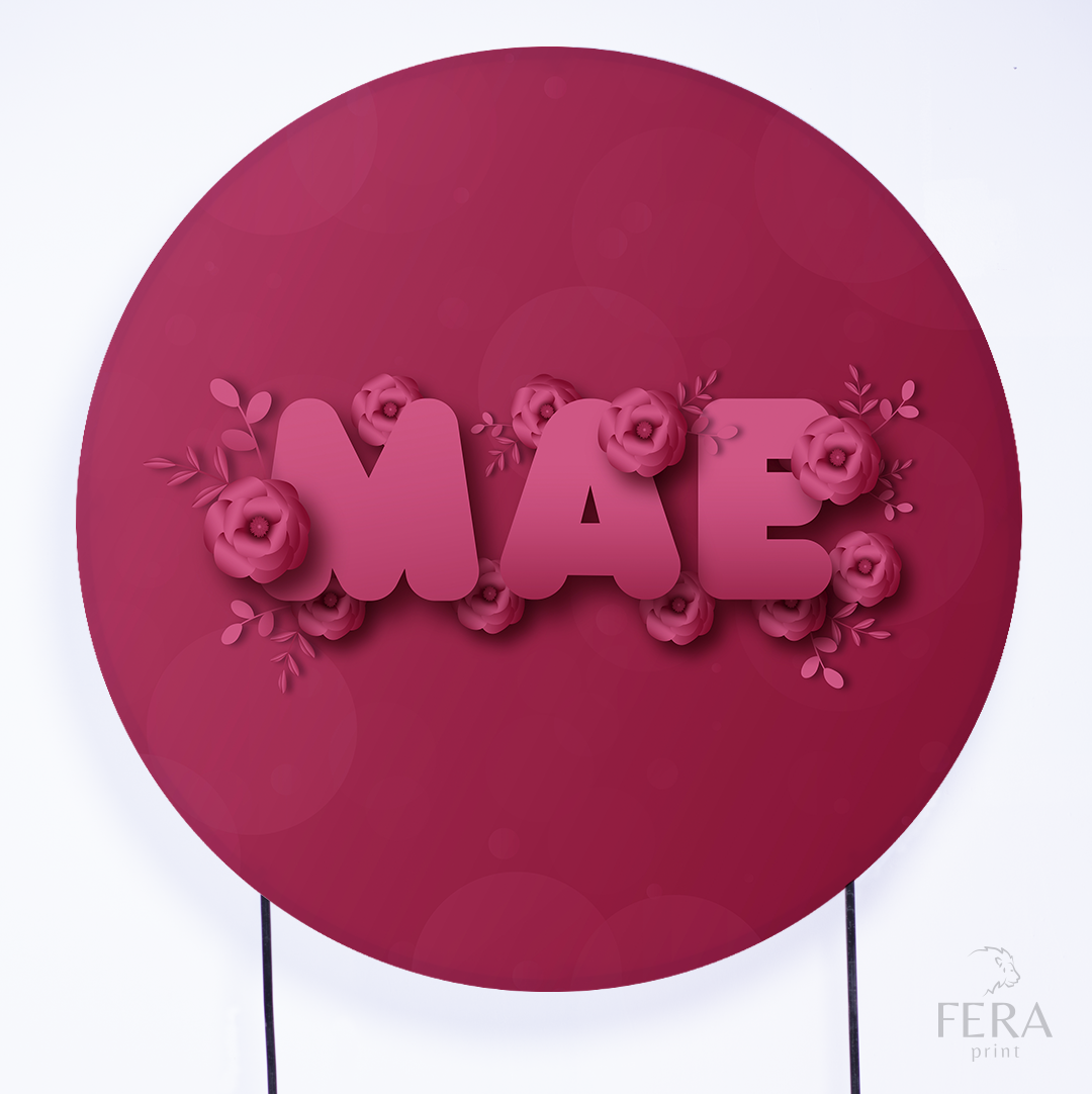 Painel Redondo Dia das Mães Rosa Sublimado