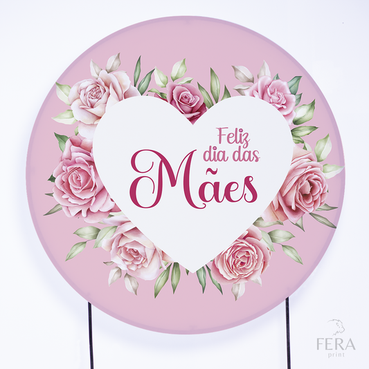 Painel Redondo Dia das Mães Rosa Sublimado
