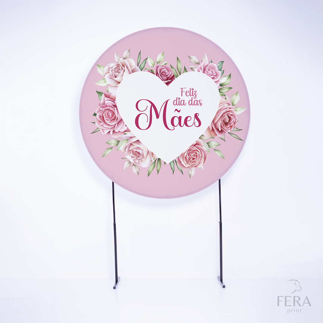 Painel Redondo Dia das Mães Rosa Sublimado