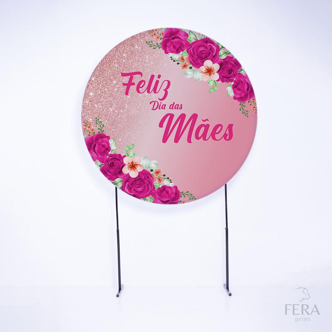 Painel Redondo Dia das Mães Rosa Sublimado