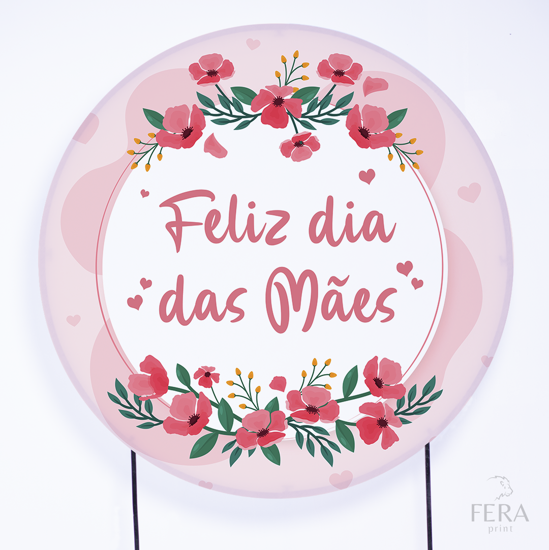 Painel Redondo Dia das Mães Rosa Sublimado