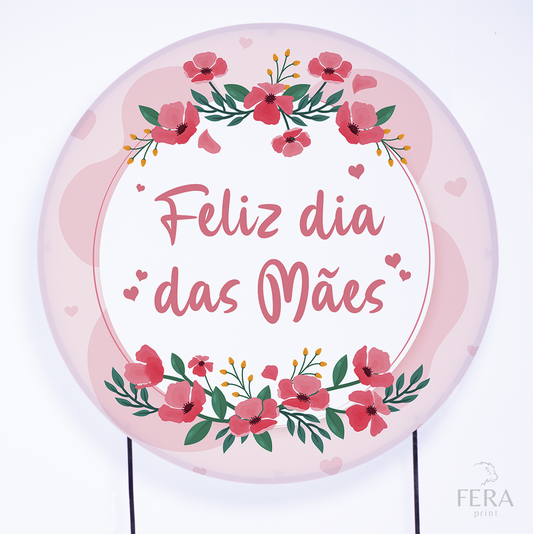 Painel Redondo Dia das Mães Rosa Sublimado