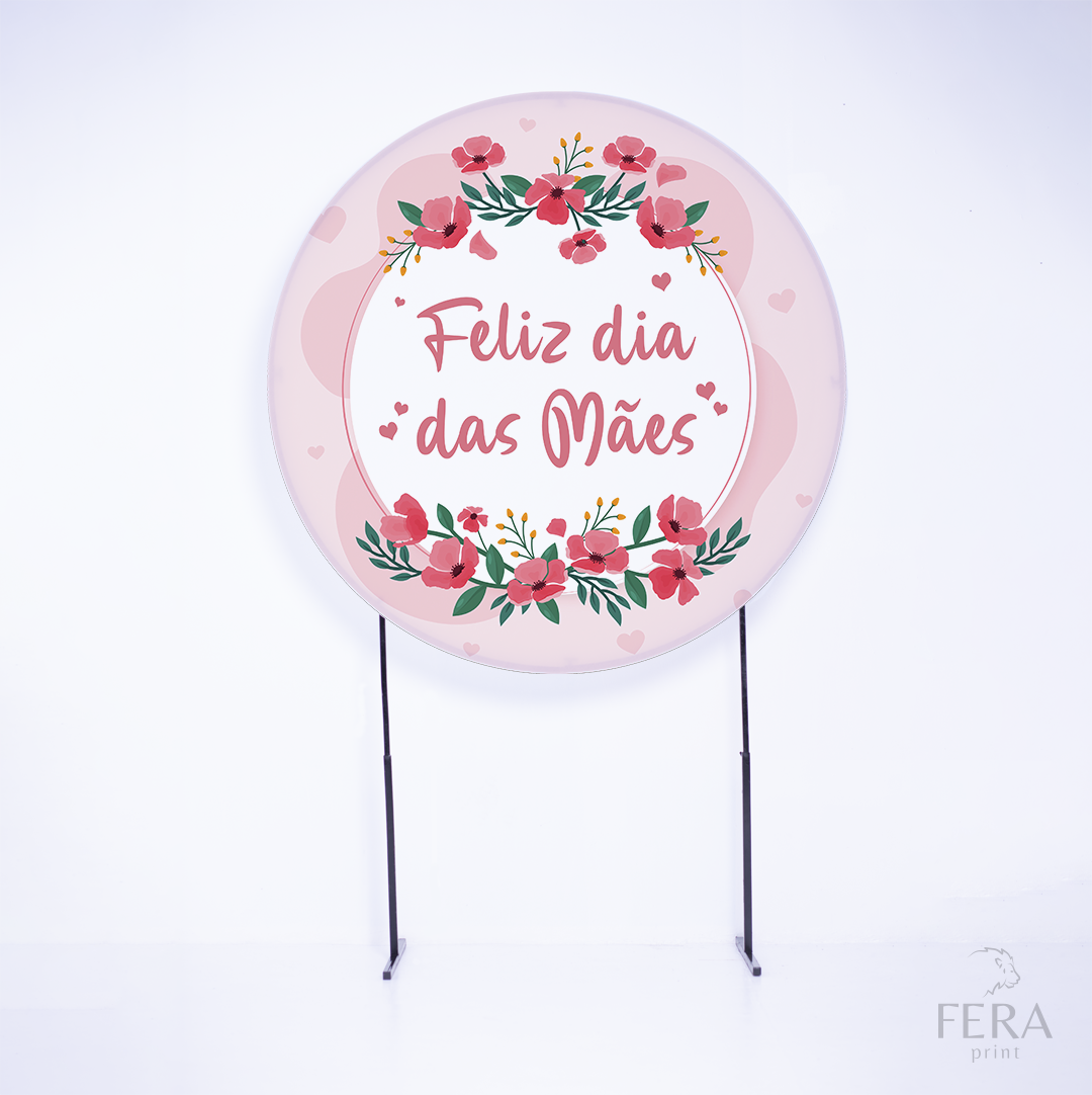 Painel Redondo Dia das Mães Rosa Sublimado