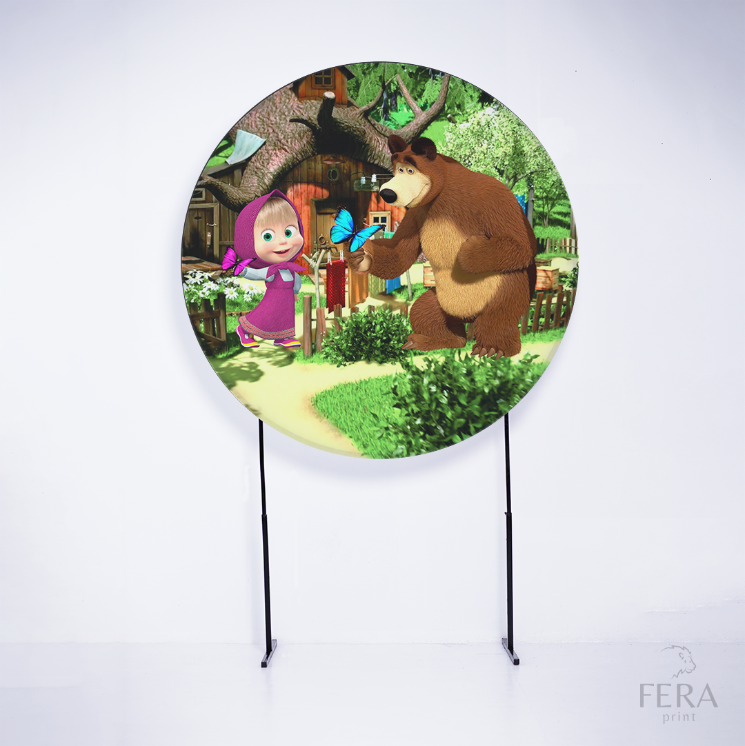 Painel Redondo Menina e o Urso Sublimado