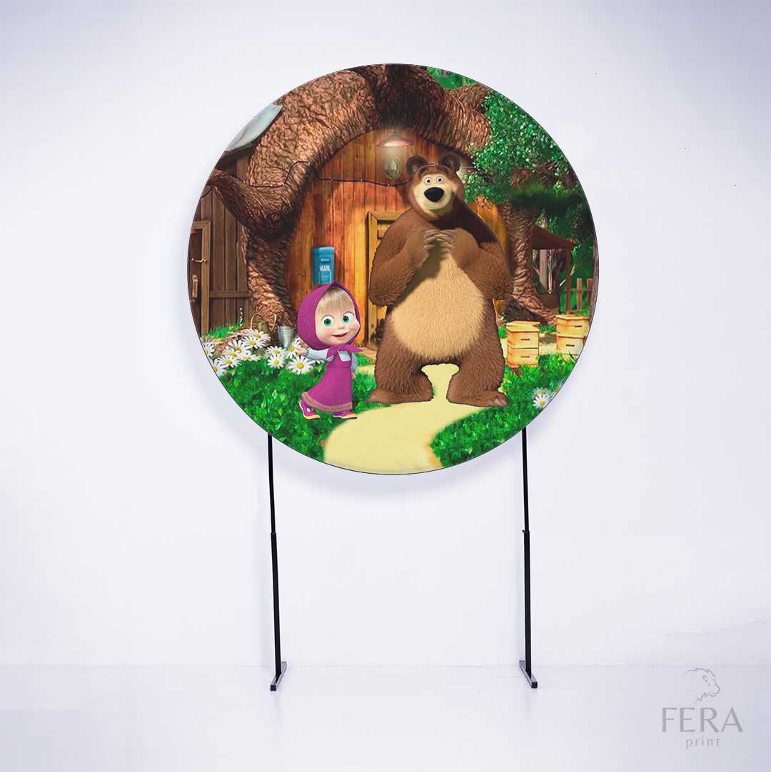 Painel Redondo Menina e o Urso Sublimado