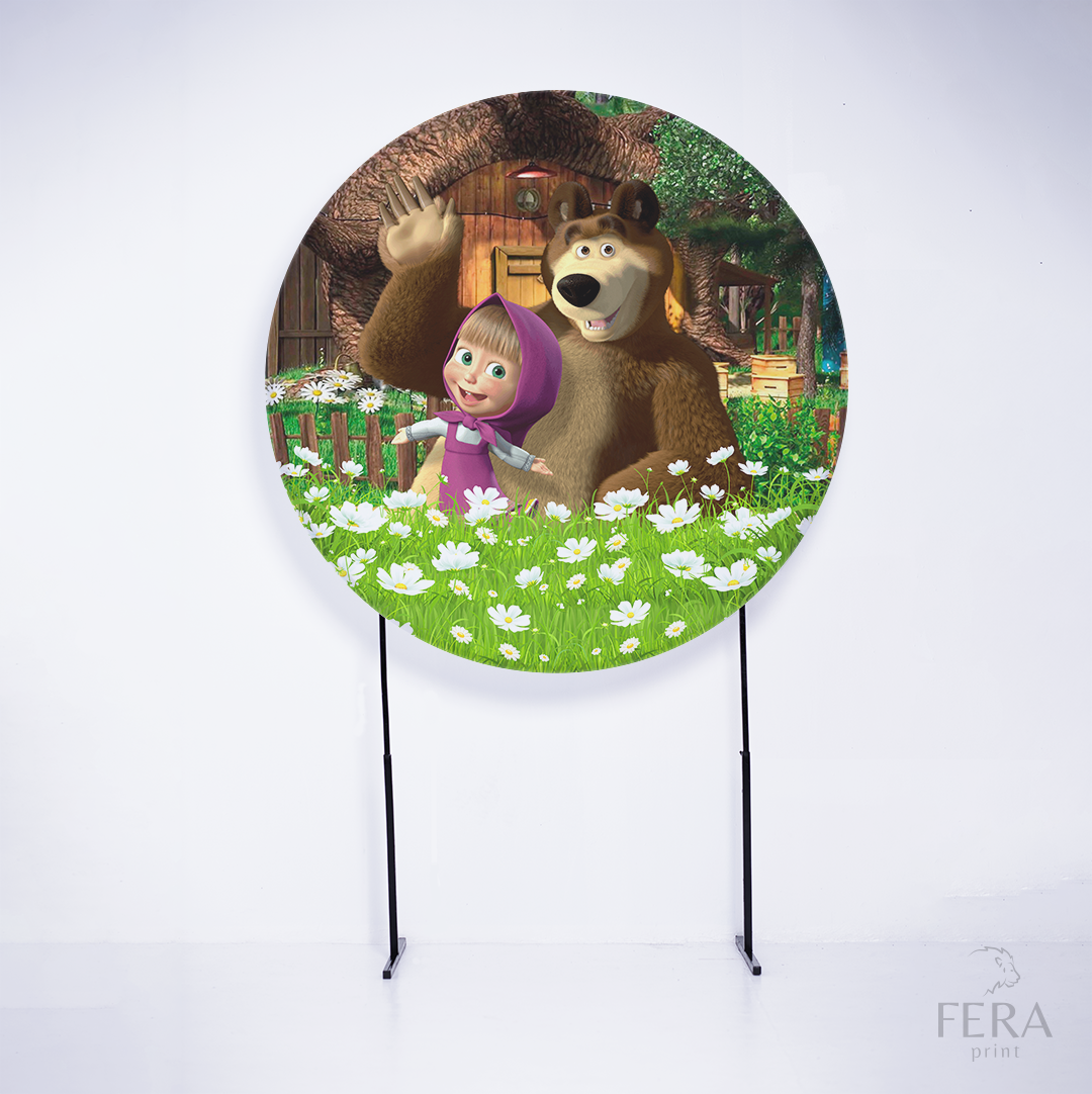 Painel Redondo Menina e o Urso Sublimado