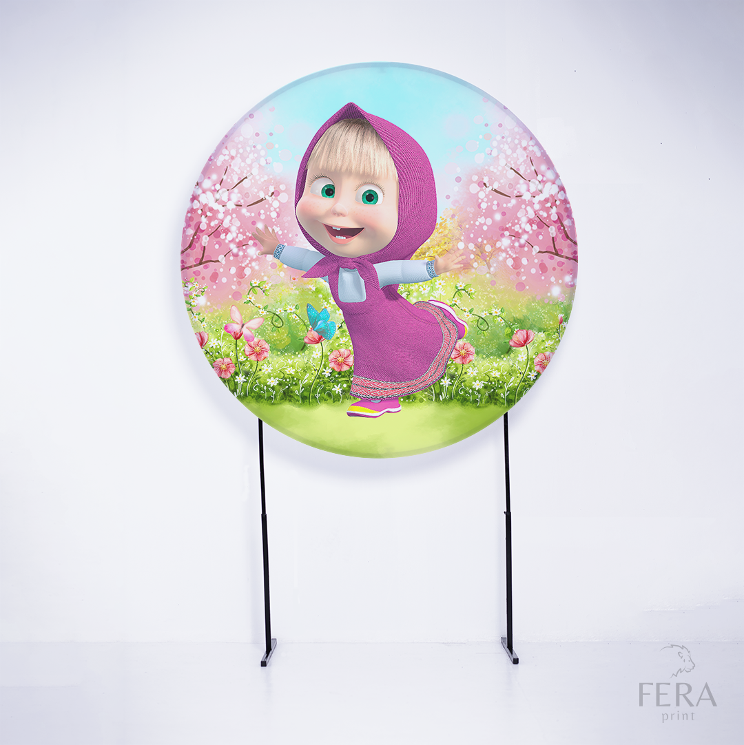 Painel Redondo Menina e o Urso Sublimado