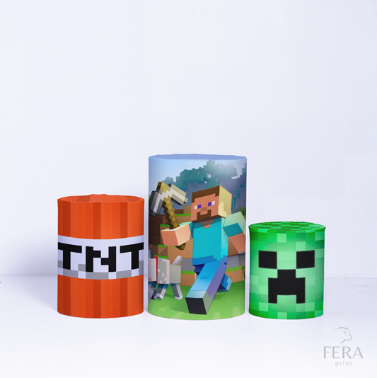Trio Capa Cilindro Pixels Turma c/ Elástico
