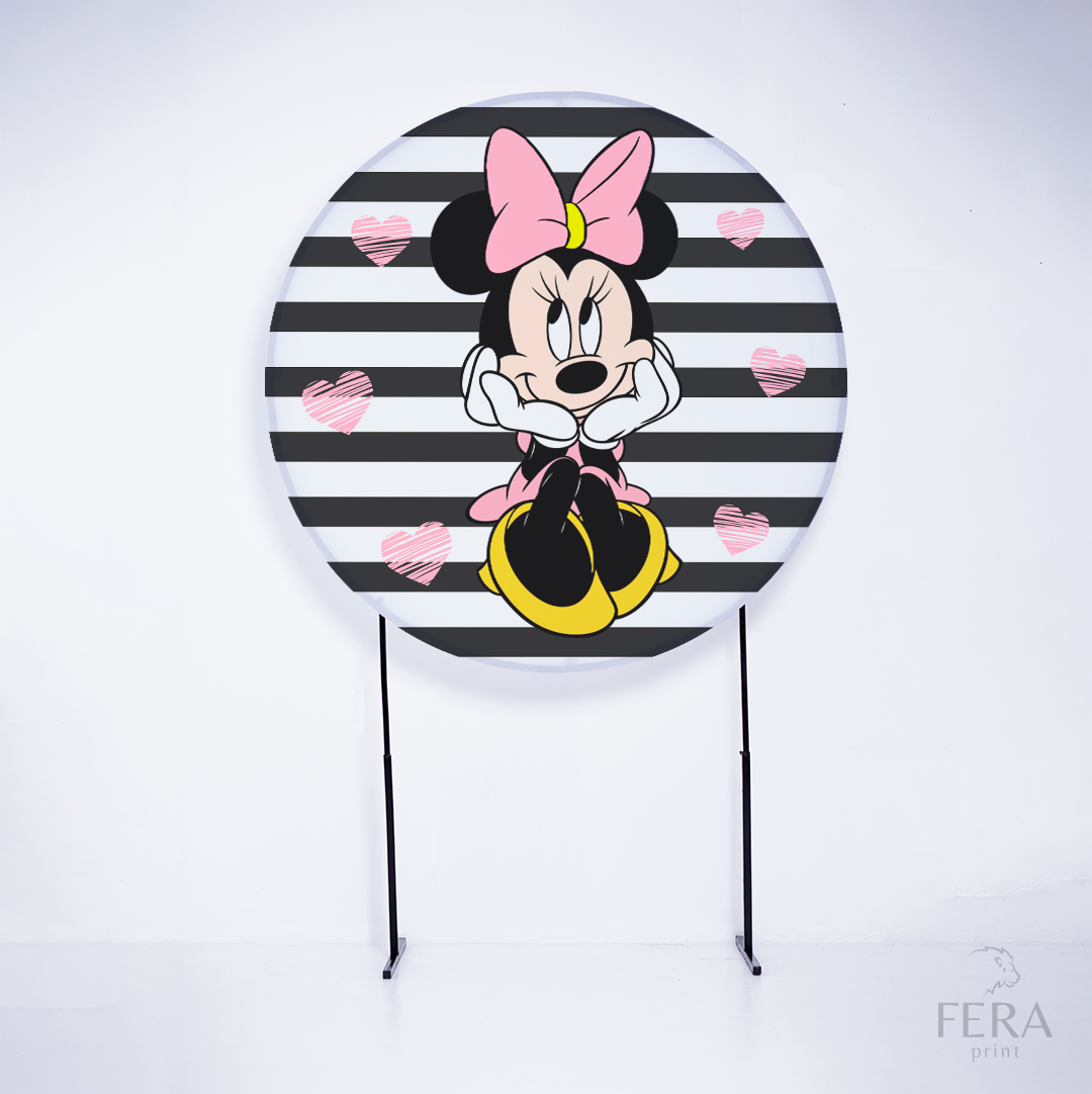 Painel Redondo Ratinha Amiga Rosa Corações Sublimado