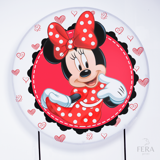 Painel Redondo Ratinha Amiga Vermelha Corações Sublimado