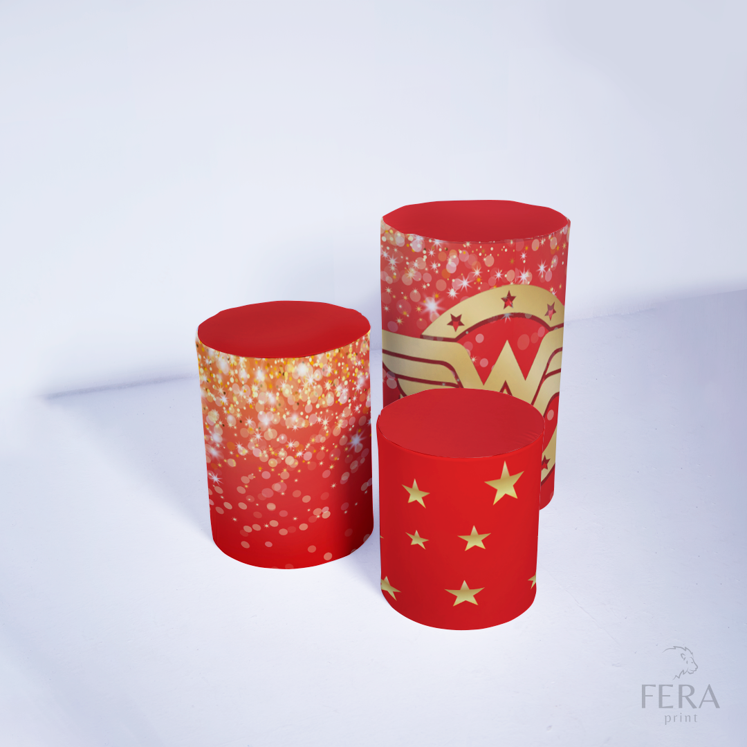 Kit Capa Cilindros + Capa Painel Heroína Glitter Dourada Subimado