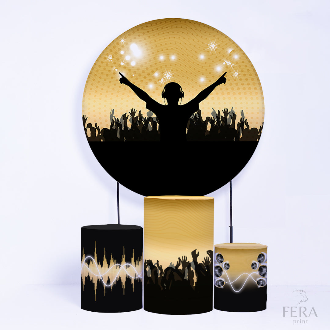 Kit Capa Cilindros + Capa Painel Dj Dourado Sublimado