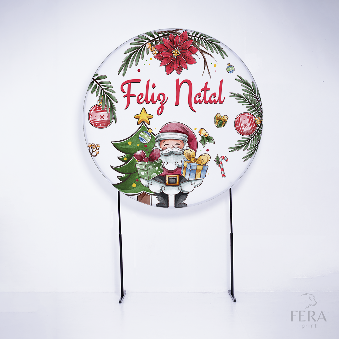 Painel Redondo Feliz Natal Sublimado