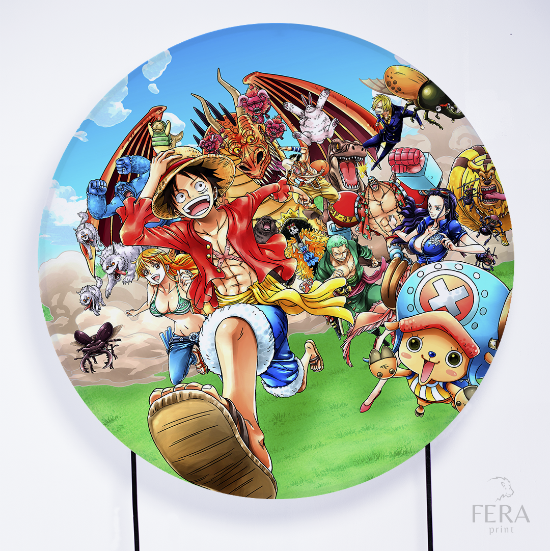 Painel Redondo Pirata Elástico Personagens Sublimado