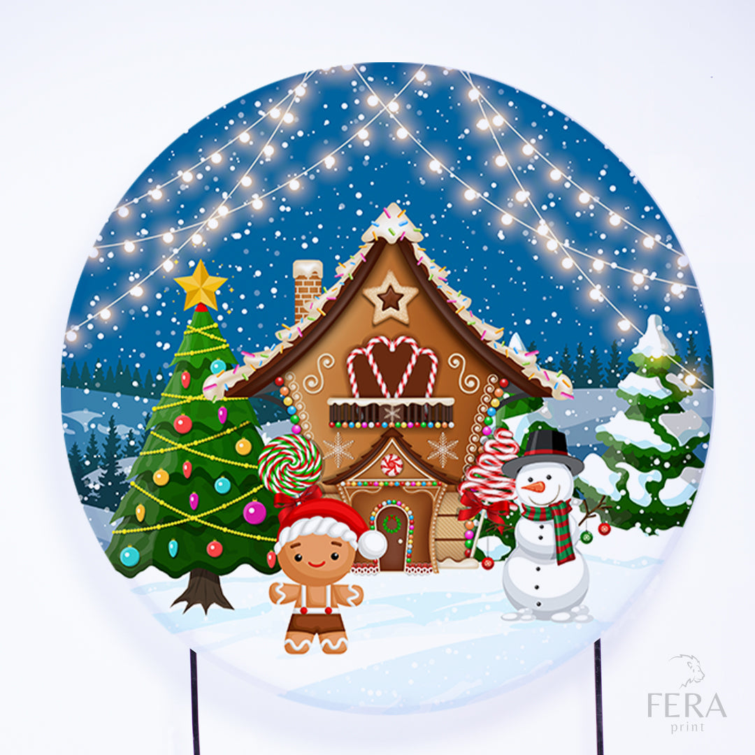 Painel Redondo Feliz Natal Sublimado