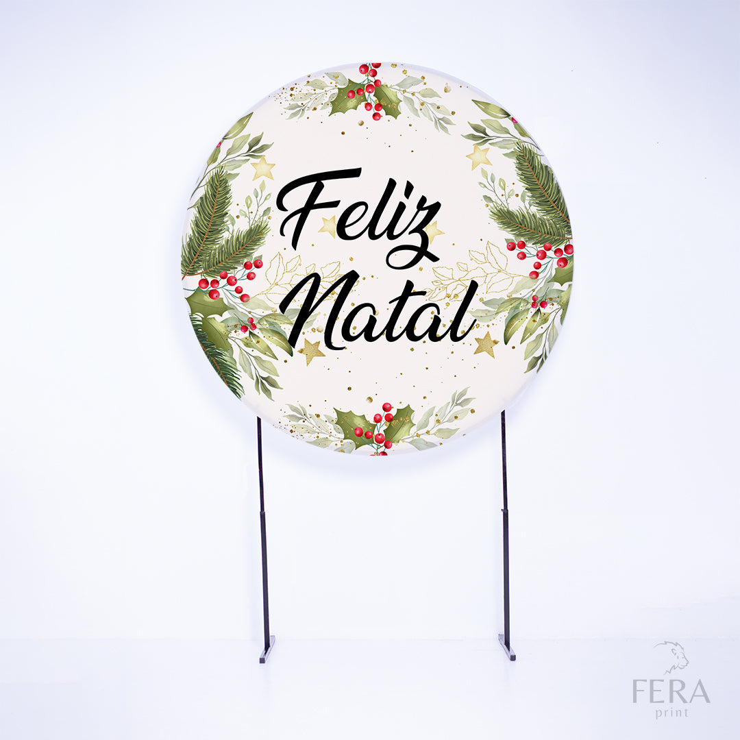 Painel Redondo Feliz Natal Sublimado