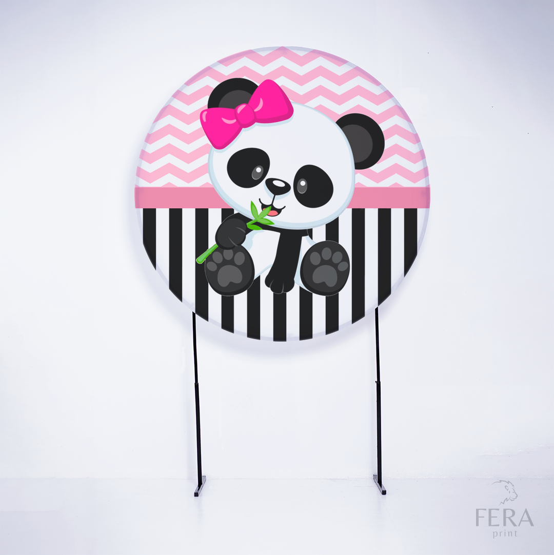 Painel Redondo Panda Rosa Sublimado