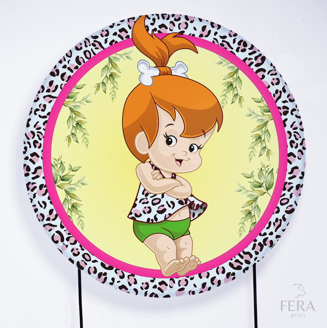 Painel Redondo Menina Caverna Oncinha Sublimado